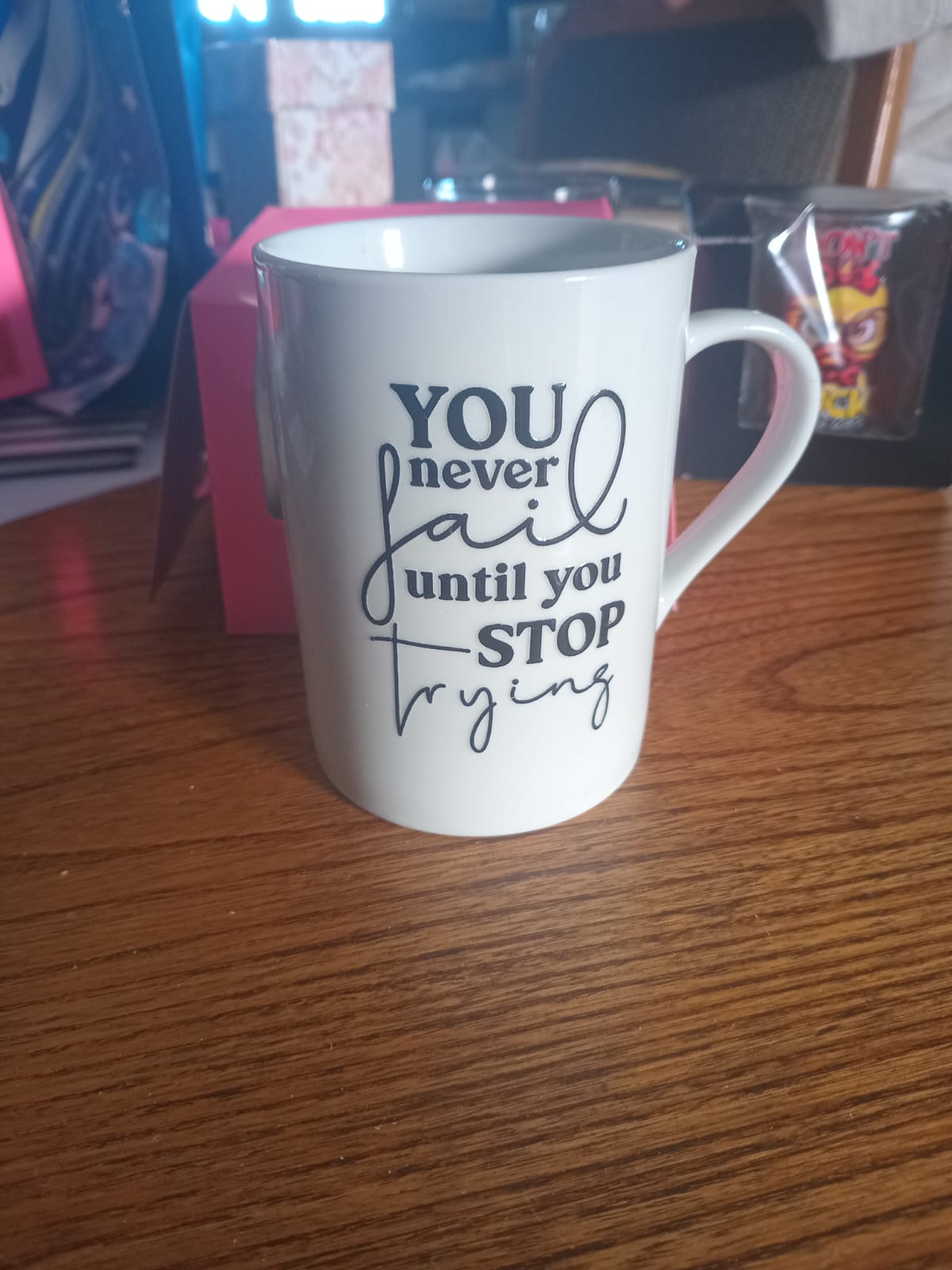You Never Fail Until You Stop Trying — handmade mug by Blossom Crafts