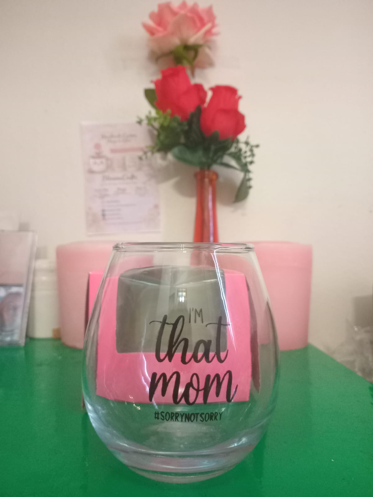I'm That Mom Stemless Wine Glass — handmade glass by Blossom Crafts