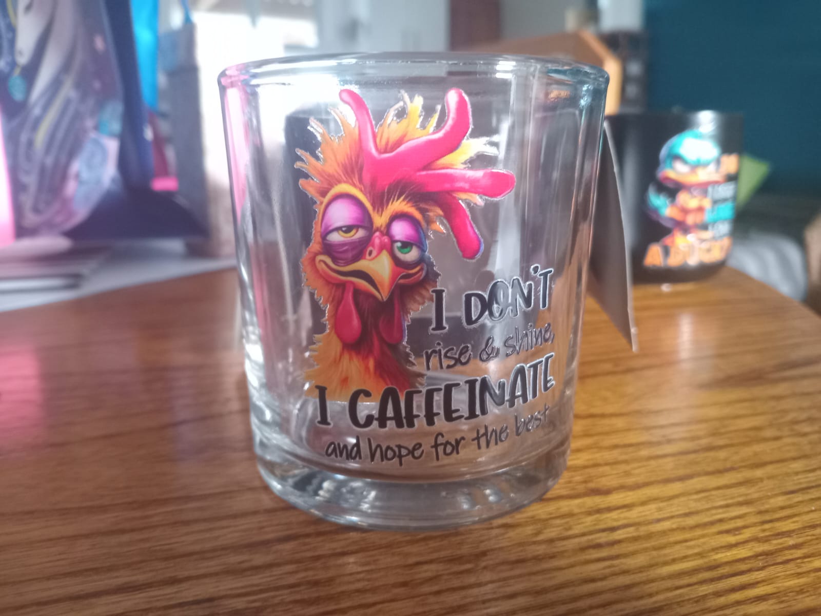 I Don't Rise & Shine, I Caffeinate — handmade glass by Blossom Crafts